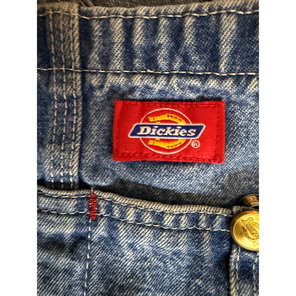 Dickies Denim Bib Overalls Mens Blue Carpenter Workwear 48x32 - Picture 4 of 13